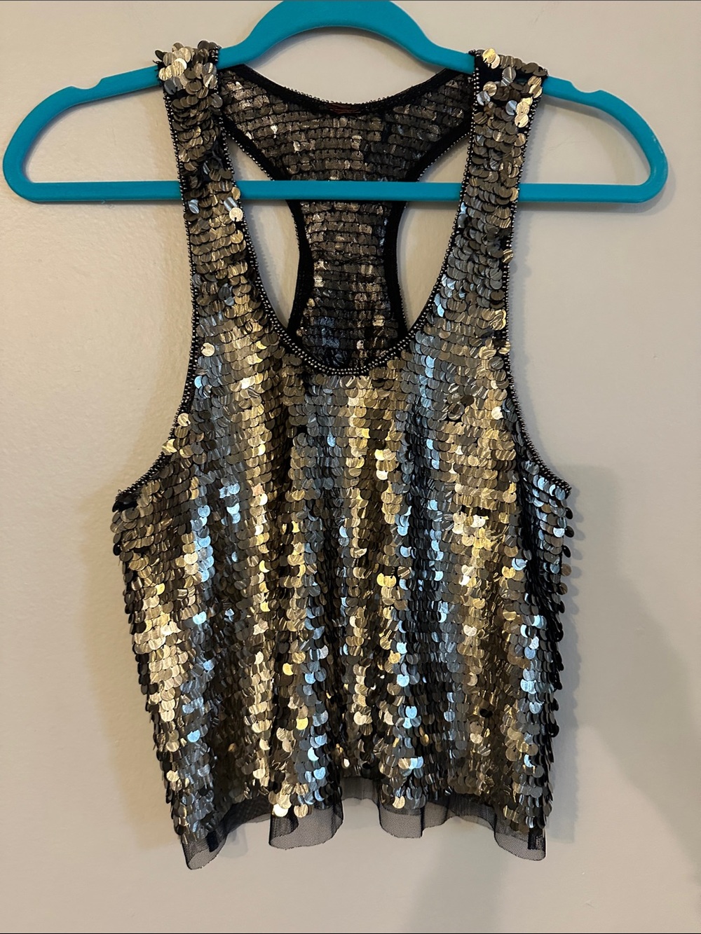 & Other Stories Gold Sequin Racerback Tank